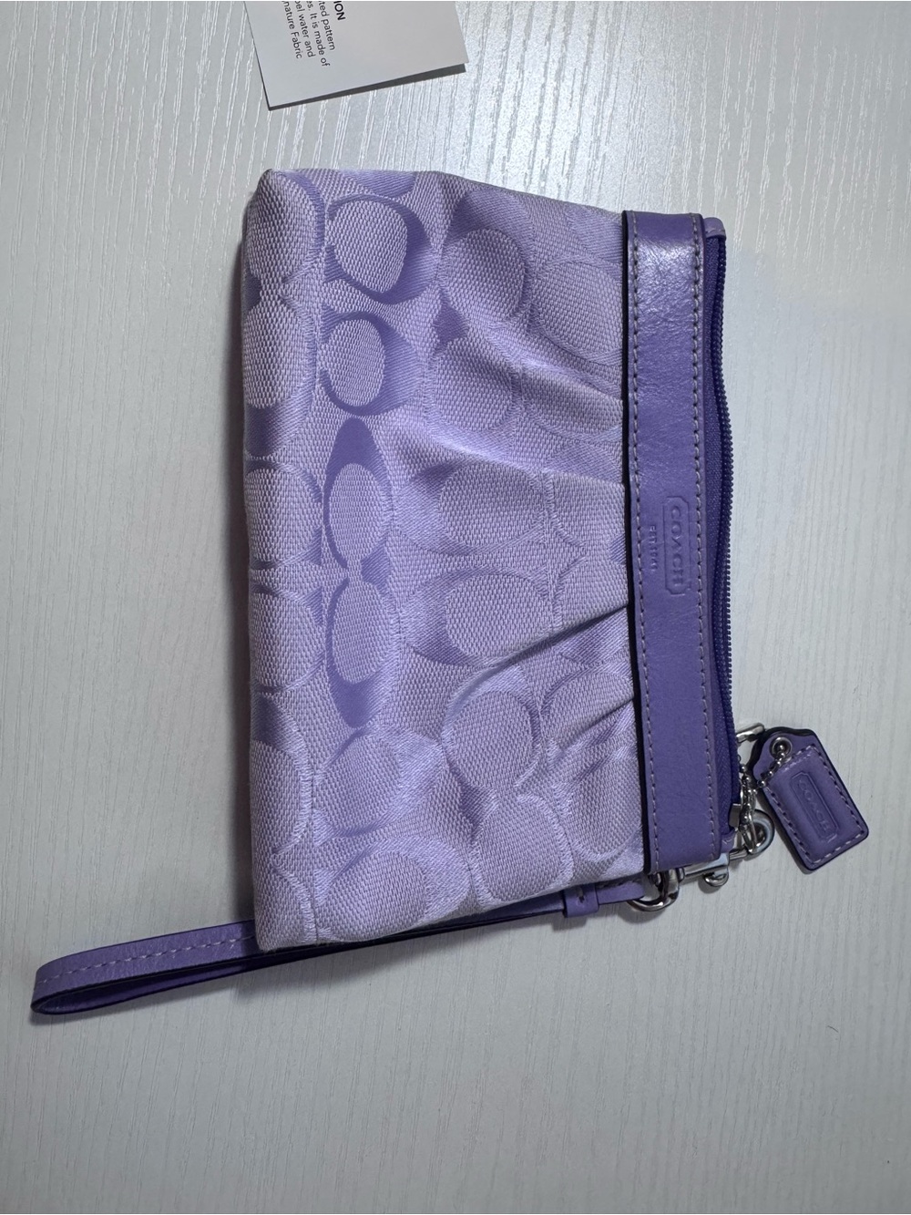 Coach Lavender Signature Wristlet with Leather Trim - Picture 2 of 7